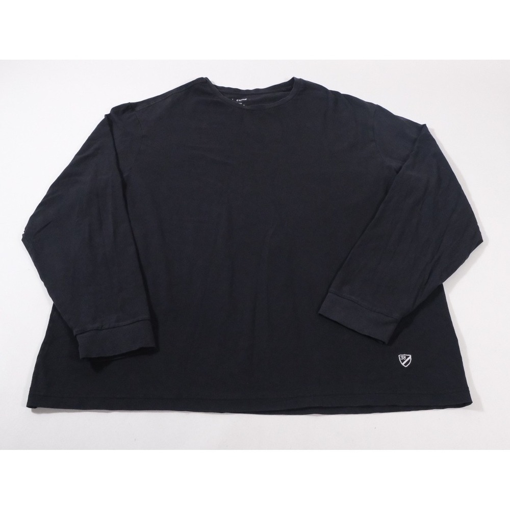 Cremieux Shirt Mens XL Black Long Sleeve Crewneck Cotton Blend Logo Casual‎ Top